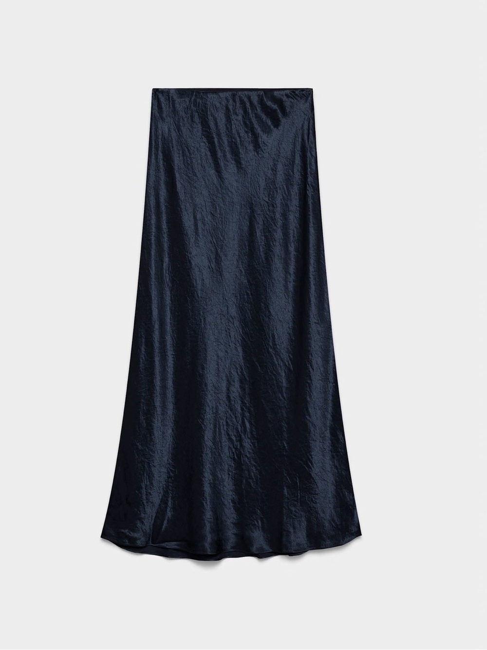 Aritzia Navy Satin Midi Skirt